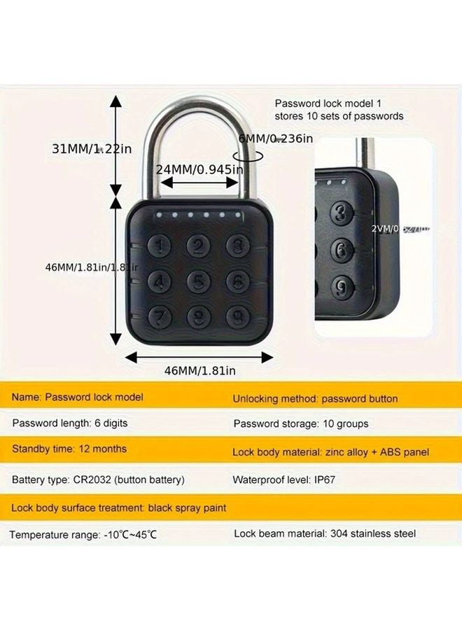 Electronic Password Padlock IP67 Waterproof Metal Digital Lock For Door Gate Cabinet Drawer - Image 4