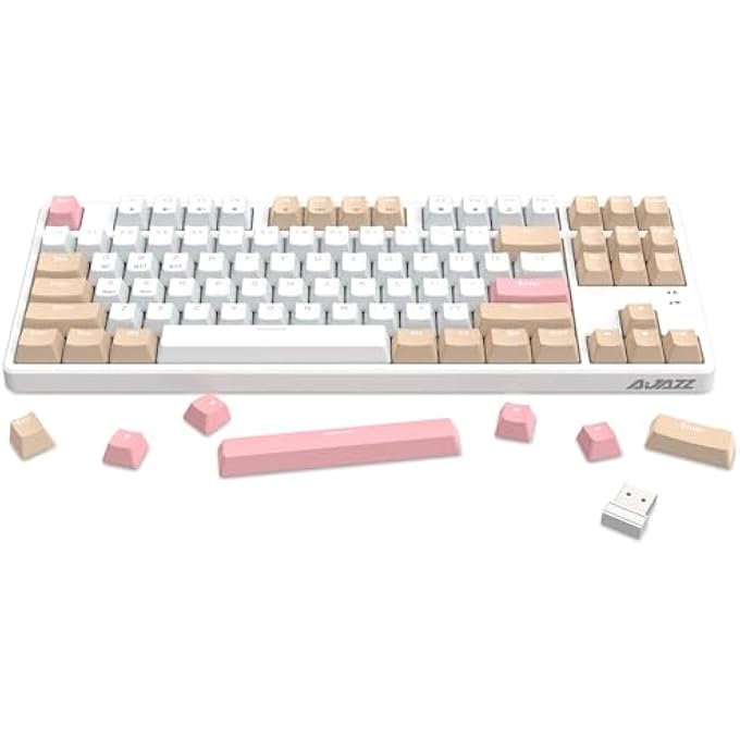 A-jazz A.JAZZ WIRELESS MECHANICAL KEYBOARD, 87 KEYS TKL HOT SWAPPABLE BLUETOOTH GAMING KEYBOARD, DUAL MODE BT5.0/2.4G WITH DETACHABLE FRAME, USB HUB OEM KEYCAPS CUSTOM KEYBOARD FOR PC GAMER XBOX(RED SWITCH) - Image 1
