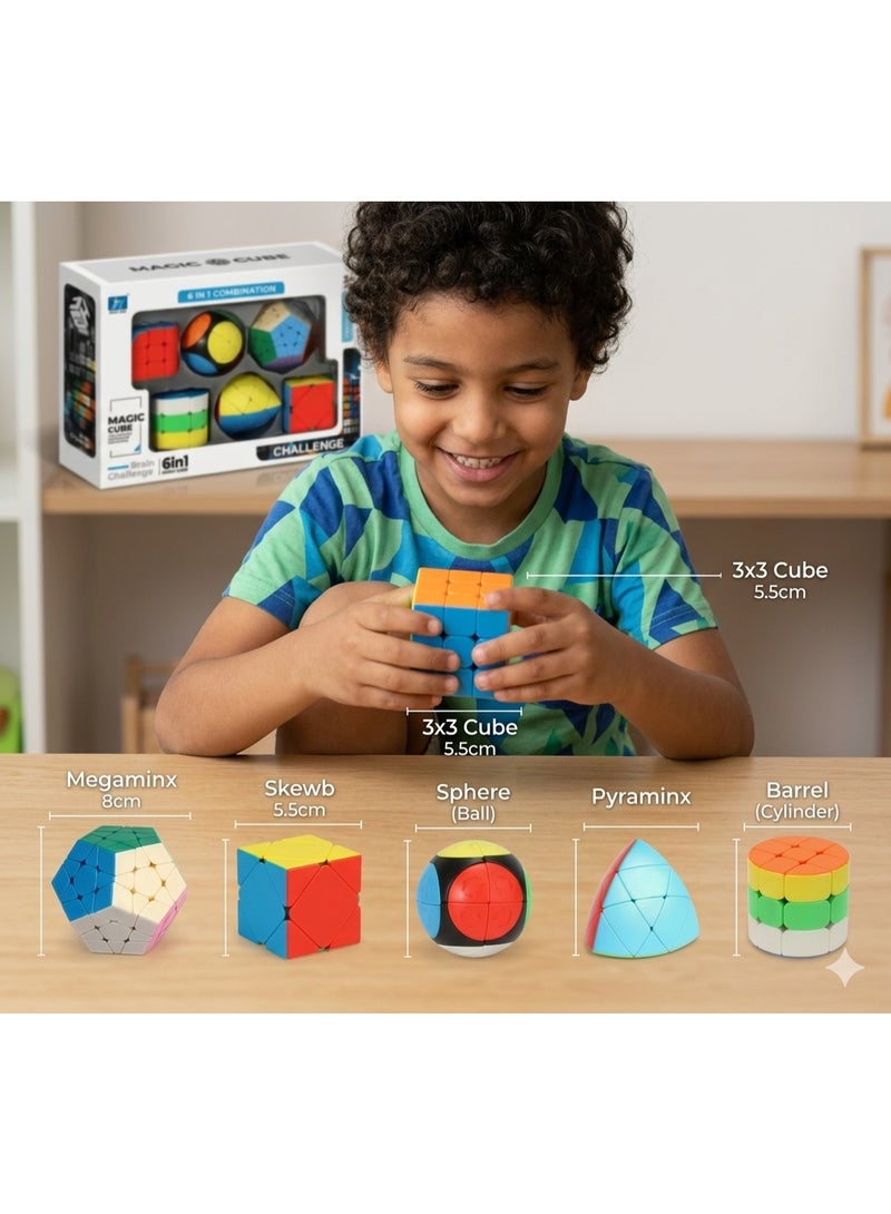 ماجيك كيوب طقم ألغاز مكعبات التحدي السحري 6 في 1 🧩🧠 - مجموعة ألعاب ذكاء لتدريب التنسيق بين اليد والعين والذاكرة - تشمل ميغامنكس، سكيوب، مكعب 3x3، مكعب الكرة، الهرم، والبرميل - مناسب من 3 سنوات فما فوق - هدية مثالية للأطفال والكبار - Image 2