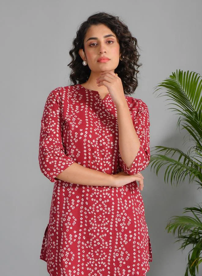 sanskrutihomes Pure Cotton Printed Notch Neck Top and Pyjama Set by Styli