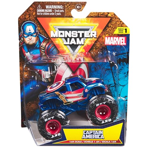 Monster Jam - Original Monster Truck in Marvel Superhero Design, Monster Stunt Action to Play and Collect, Scale 1:64, Ages 3+ (Assorted Designs, Random) - Image 1