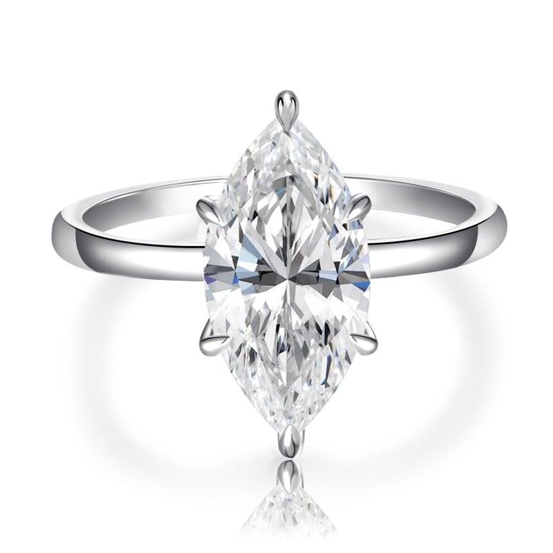 AVECON 3.5CT Marquise Cut Engagement Ring for Women, Wedding Promise Cubic Zirconia Band, White Gold Plated Simulated Diamond Rings Size 7.5 - Image 1