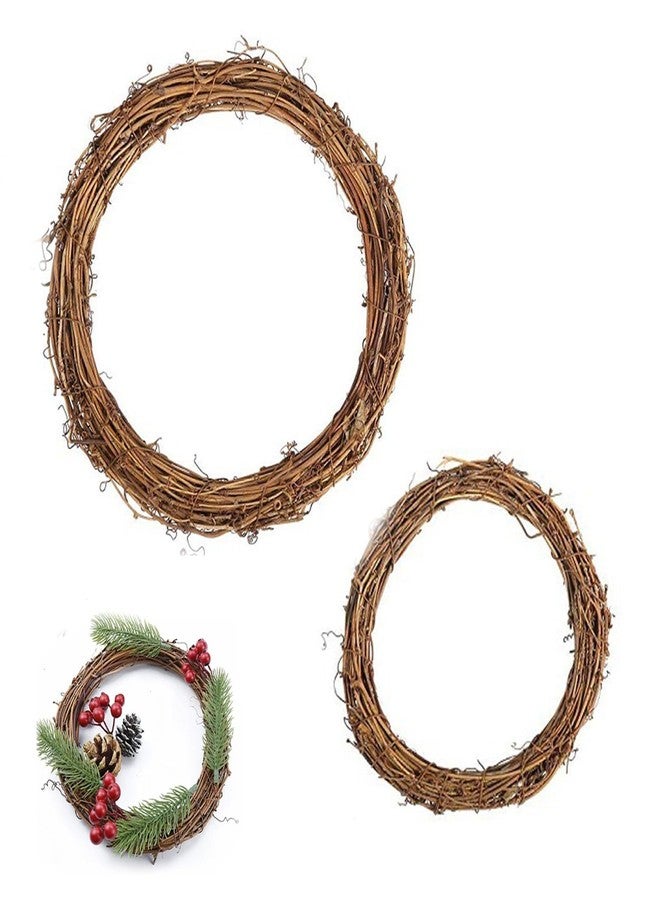 UtySty 2 Pack Natural Grapevine Wreath Set Hand-Woven Vine Branch Rustic Wreaths for Front Door Eucalyptus Wreath Outdoor DIY Craft Christmas Wall Hanging Indoor Porch Window Farmhouse Green Decor - Image 1