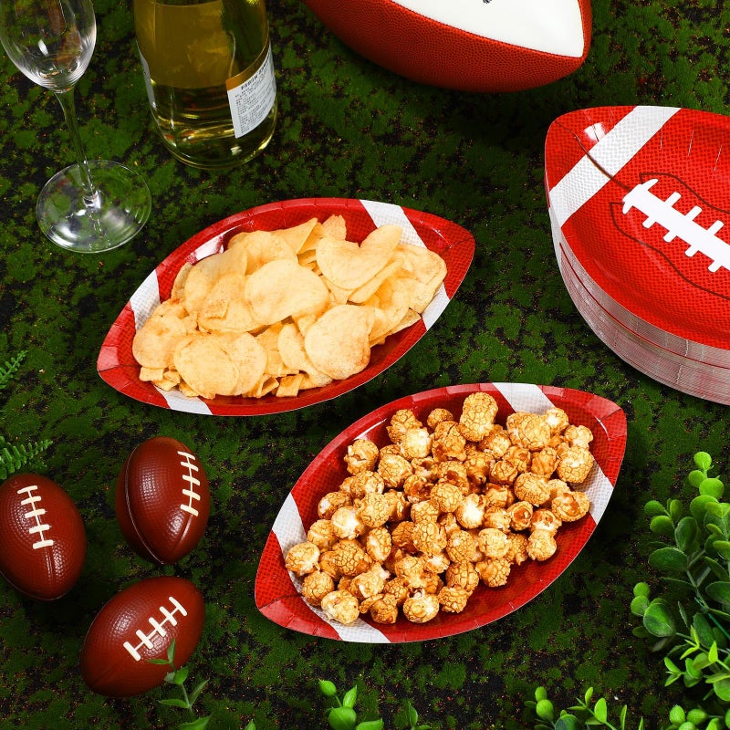 Zubebe Zubebe 200 Pcs Football Paper Plates Disposable Football Party Supplies Snack Sports Plates Football Birthday Party Favors Disposable Football Serving Trays for Game Day Sports Event Tailgate Party - Image 2