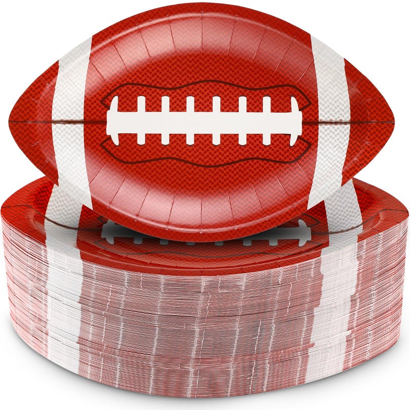 Zubebe Zubebe 200 Pcs Football Paper Plates Disposable Football Party Supplies Snack Sports Plates Football Birthday Party Favors Disposable Football Serving Trays for Game Day Sports Event Tailgate Party - Image 1