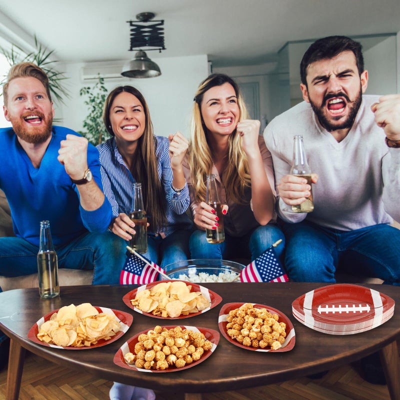 Zubebe Zubebe 200 Pcs Football Paper Plates Disposable Football Party Supplies Snack Sports Plates Football Birthday Party Favors Disposable Football Serving Trays for Game Day Sports Event Tailgate Party - Image 4