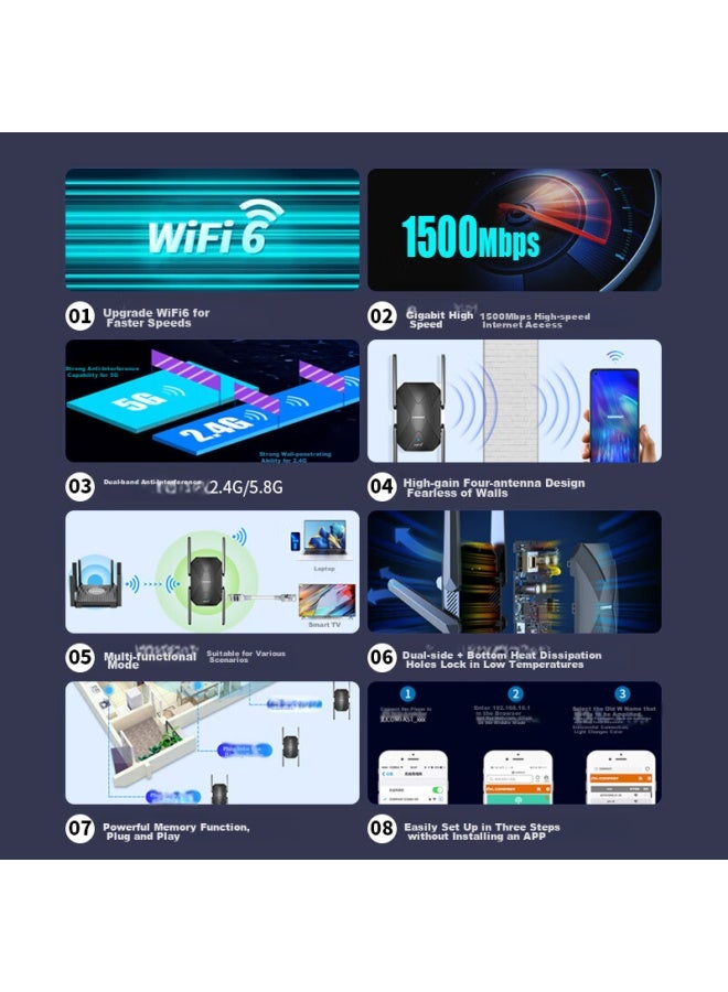 Comfastcf-xr181 Wireless Wifi Signal Amplifier, Wifi6 Wall-penetrating Extension, Ax1500 High-speed Mini Relay Router, Long-range Wireless To Wired Converter - Image 2