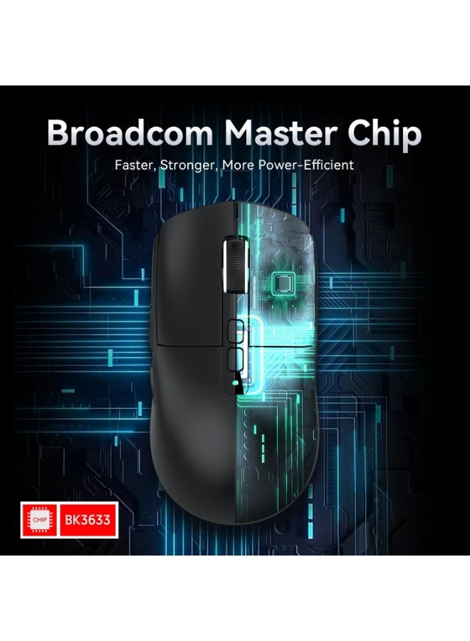 Attack Shark Shark Attack X6 Wireless Lightweight Gaming Mouse with RGB Backlit Charging Base and 3 Wired Modes 2.4G BT5.2 Up to 26K DPI RGB Touch Magnetic Charging Base Black - Image 4