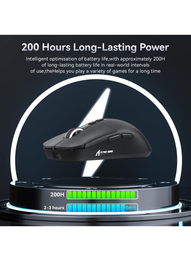 Attack Shark Shark Attack X6 Wireless Lightweight Gaming Mouse with RGB Backlit Charging Base and 3 Wired Modes 2.4G BT5.2 Up to 26K DPI RGB Touch Magnetic Charging Base Black - Image 3