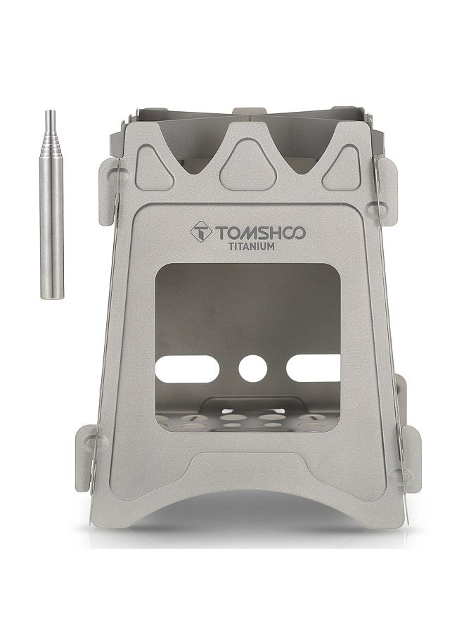 TOMSHOO Camping Wood Stove with Bellow Portable Folding Lightweight Titanium Wood Burning Backpacking Stove for Outdoor Survival Cooking Picnic Hunting  - Image 1