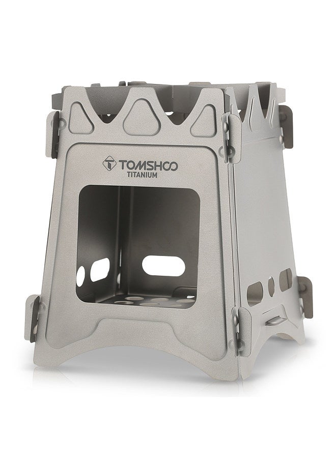 TOMSHOO Camping Wood Stove with Bellow Portable Folding Lightweight Titanium Wood Burning Backpacking Stove for Outdoor Survival Cooking Picnic Hunting  - Image 5