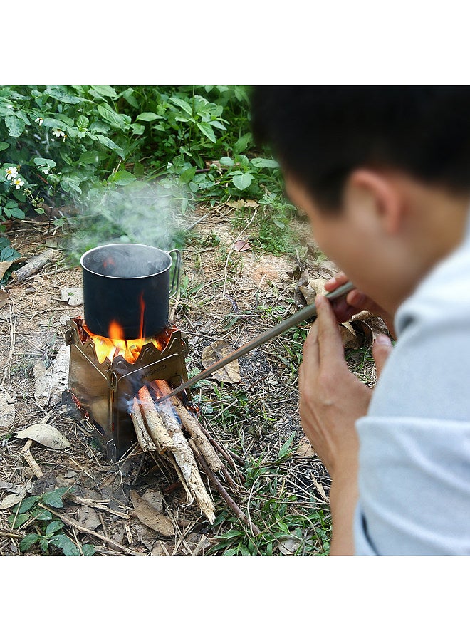 TOMSHOO Camping Wood Stove with Bellow Portable Folding Lightweight Titanium Wood Burning Backpacking Stove for Outdoor Survival Cooking Picnic Hunting  - Image 3