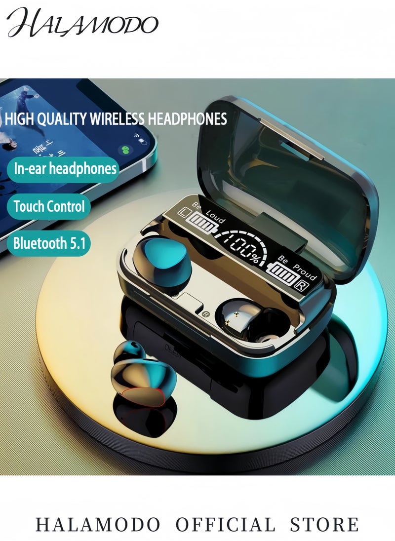 Generic - M10 Wireless Earbuds Bluetooth 5.1 TWS Full Touch Control Headphones with Built-in Mic Fast Stable & Auto Connection Smart LED Headset with Immersive Sound Quality - Image 1