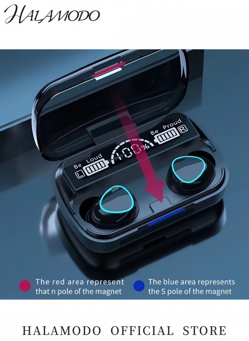 Generic - M10 Wireless Earbuds Bluetooth 5.1 TWS Full Touch Control Headphones with Built-in Mic Fast Stable & Auto Connection Smart LED Headset with Immersive Sound Quality - Image 1