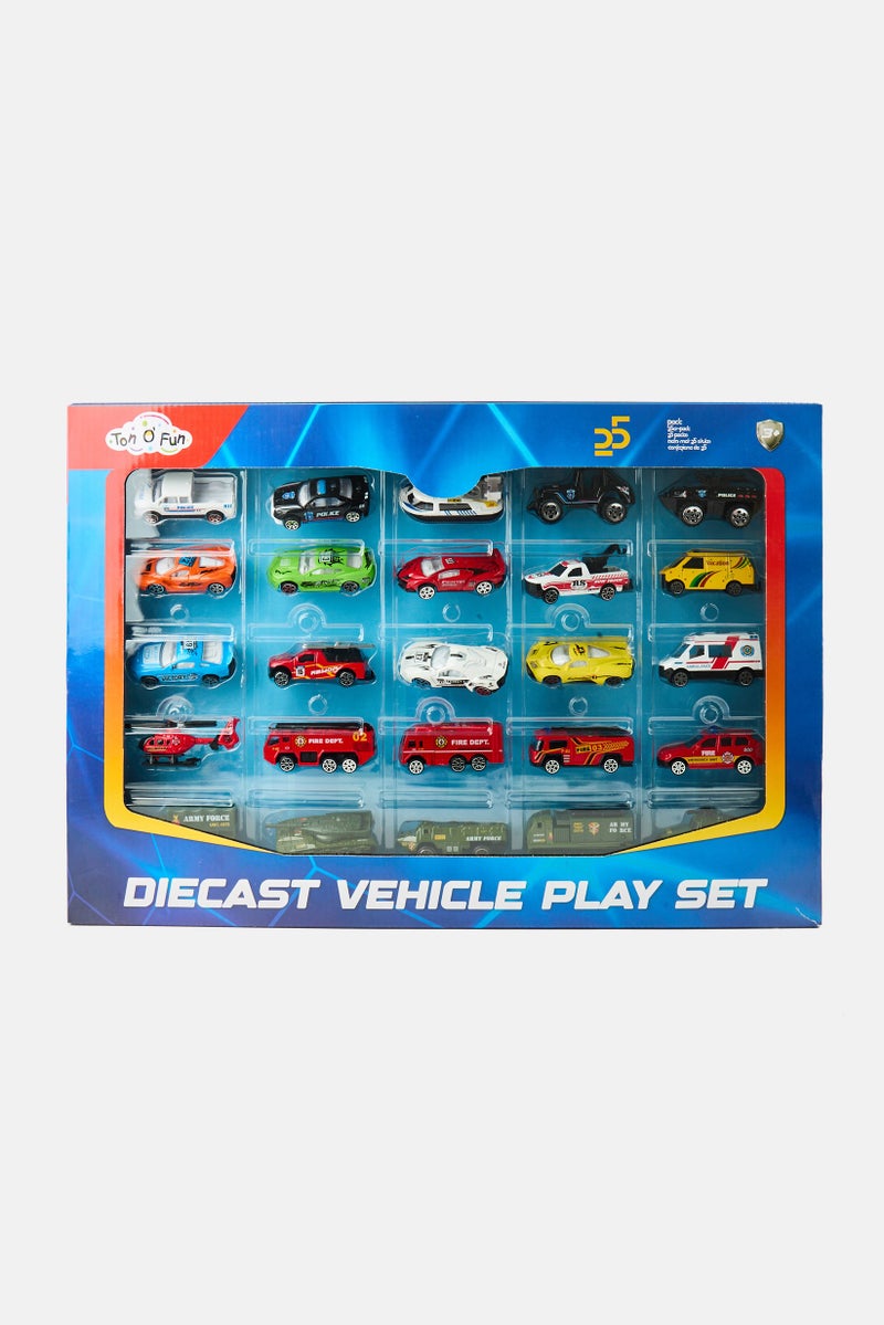 Ton O' Fun 25 Pieces Diecast Vehicle Play Set, Multicolor  - Image 1