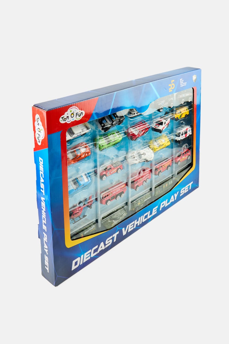 Ton O' Fun 25 Pieces Diecast Vehicle Play Set, Multicolor  - Image 5