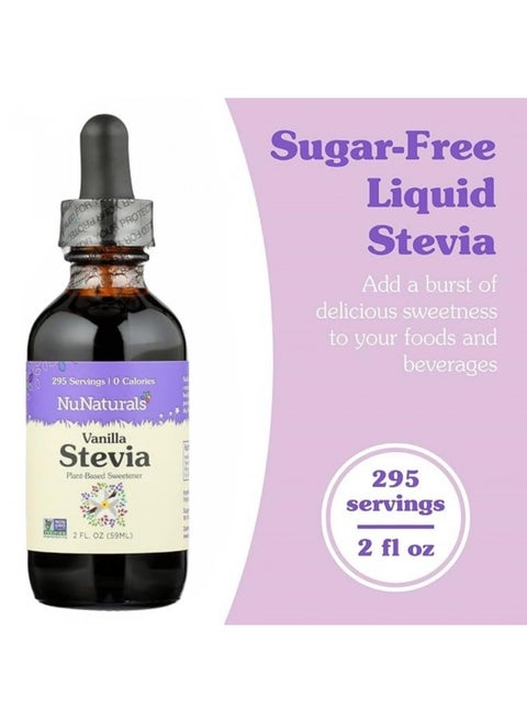 NuNaturals Liquid Vanilla Stevia, Sugar-Free Sweetener, Plant-Based Sugar Substitute, Zero Calorie, 2oz (2-Pack)