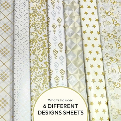 OFIXO (MD-101) Gift Wrapping Paper, Gift Paper, Roll, Gift Papers Sheets, Gift Cover Rapping Paper, Gift Packing Paper sheet for Gift Packing (Mix Design - Pack of 6 With 6 Ribbon & 6 Sticker) - Image 3