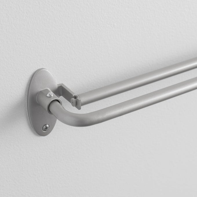 CLINTON BLACKOUT CURTAIN ROD 58 INCH DOUBLE BAR WRAP AROUND ADJUSTABLE ROD FOR WINDOWS 28 TO 48 INCH BRUSHED NICKEL