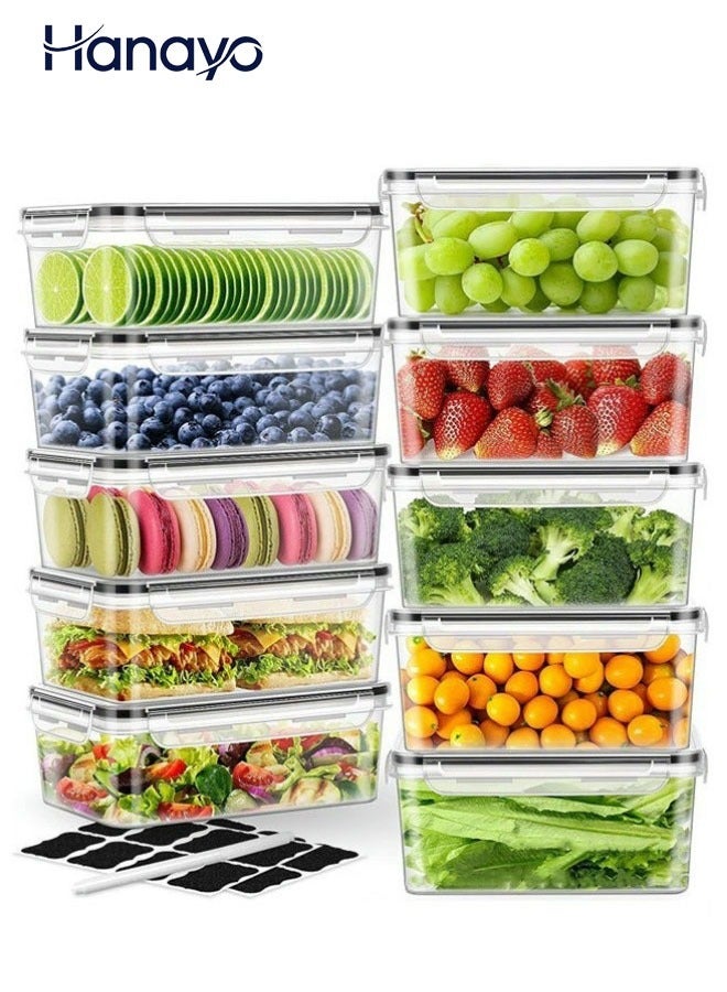 Hanayo 10 Pcs Food Storage Containers with Lids Meal Prep Containers  Airtight Food Containers for Kitchen Storage Organization Lunch Boxes Microwave and Freezer Safe(Black) - Image 1