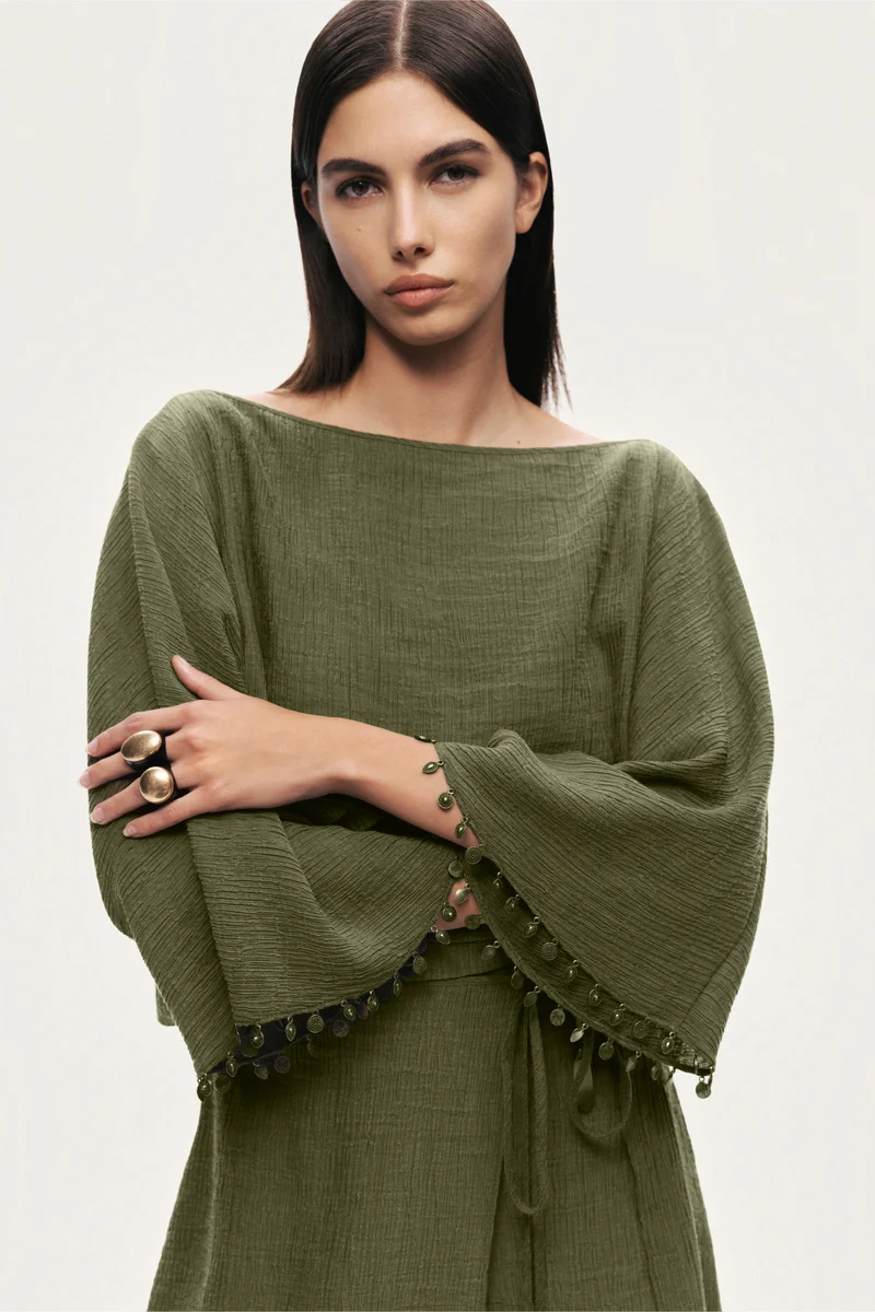 نوكتورن Cropped Boat-Neck Blouse