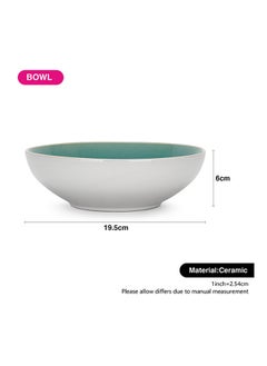 Fissman Ceramic Bowl Azure Celine Series For Cereal, Salad, Pasta, Soup, Dessert, Serving of Rice Dishwasher Safe For Breakfast, Lunch and Dinner 19.5X6 cm  - Image 2