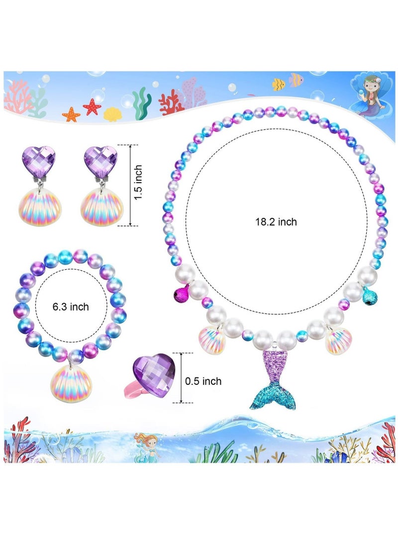 Pearl Necklace Crossbody Bag Set Dress Up 6 Pieces Jewelry Pretend Toys Kids Accessories Birthday For Girls Dress Up Purse Bracelet Ring Earrings  - Image 2