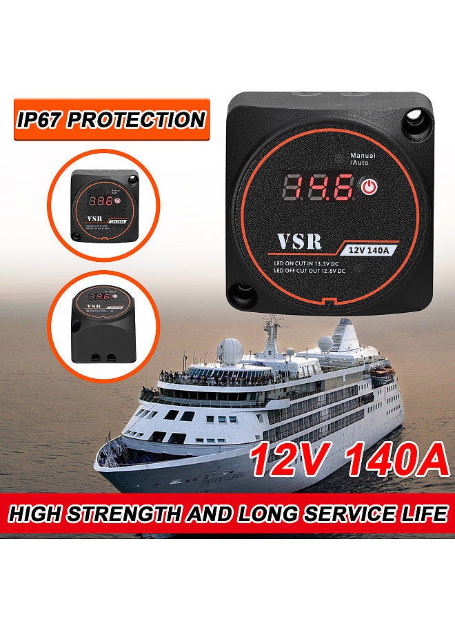 Generic - 12 V 140A Dual Battery Isolator Battery Isolation Controller Manual/Auto Modes VSR-Voltage Sensitive Relay with Digital Display for ATV UTV Boat RV - Image 1