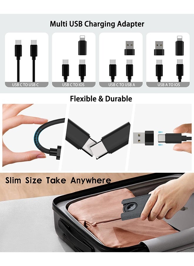 USB Charging Adapter Cable Kit, USB Converter with Wireless Charger for Apple Watch, 60W Fast Charging Cable,USB C/Lightning/Type C Adapter for iPhone 16/15/14