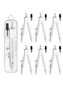 Y&D 6 Pack Compass for Geometry Drafting Students Math Compass Metal Professional Drawing Suitable Office and School Supplies  - Image 1