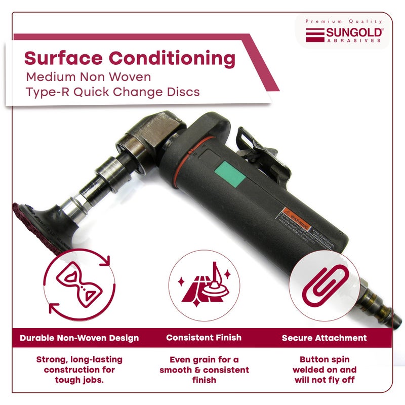 Sungold Abrasives قرص تغيير سريع من نوع R-نوع سونغولد 74903 متوسط غير منسوج لتكييف السطح، 2 بوصة، مارون (25/صندوق) - Image 2