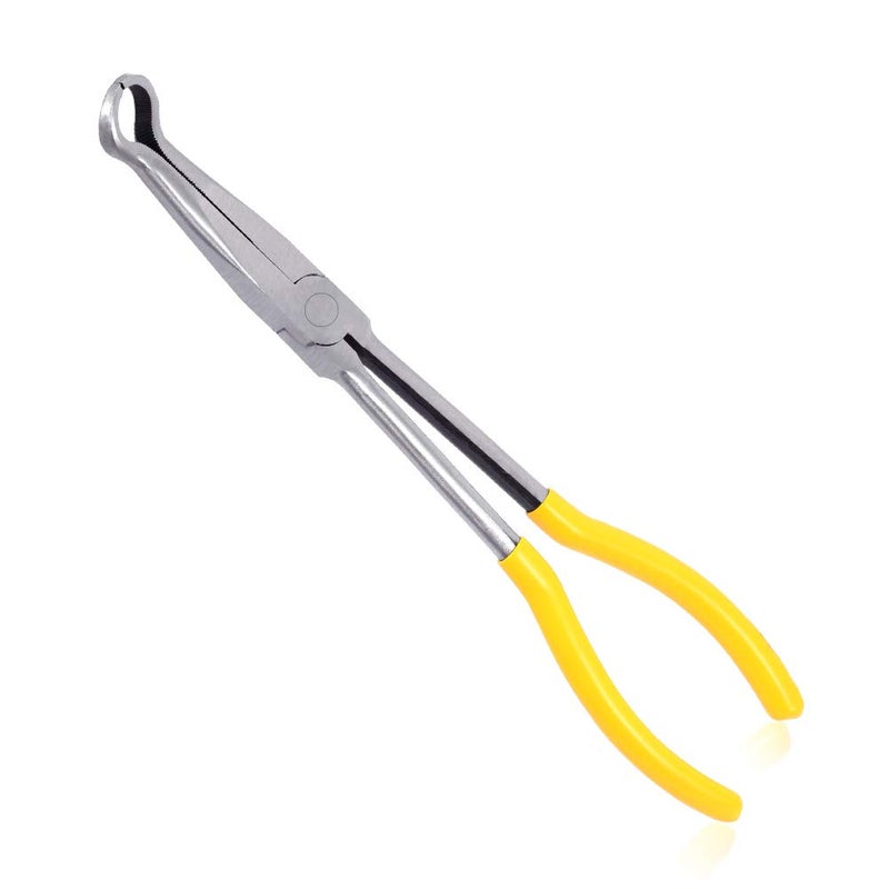 SPEEDWOX Long Reach Hose Grip Pliers 11 Inches Ring Nose 35 Inch Diameter Offset Spark Plug Boot Removal Serrated Jaws for Hard to Reach Narrow Spaces