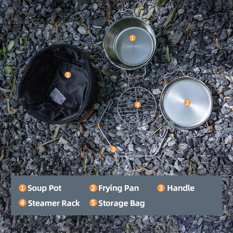 Stainless Steel Dutch Oven: 3.4mm Thick Stainless Steel, Tight-sealed Lid, Versatile Flip-to-fry Design for Outdoor Camping, Hiking and Group Gatherings - Image 3