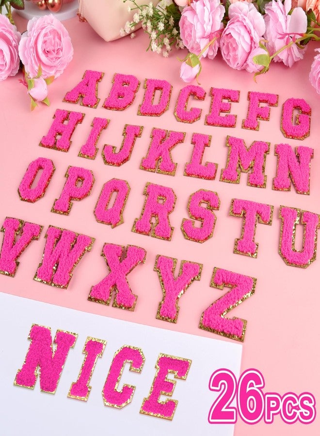 ASTARON 26 Pcs Self Adhesive Letter Patches Chenille Letters Stickers, A-Z Embroidered Applique Patches Alphabet Cloth Patch for Clothes, Bags, Hat, Phone Case, DIY Accessories (Rose) - Image 3