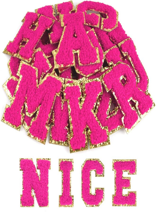 ASTARON 26 Pcs Self Adhesive Letter Patches Chenille Letters Stickers, A-Z Embroidered Applique Patches Alphabet Cloth Patch for Clothes, Bags, Hat, Phone Case, DIY Accessories (Rose) - Image 1