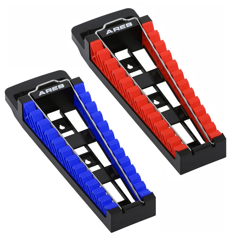 ARES 620432Piece Wrench Rack Set with Locking Bar  SAE Rack Holds 14Inch to 1Inch Sizes  Metric Holds 6 to 25mm Sizes  Locking Metal Clip Secures Wrenches