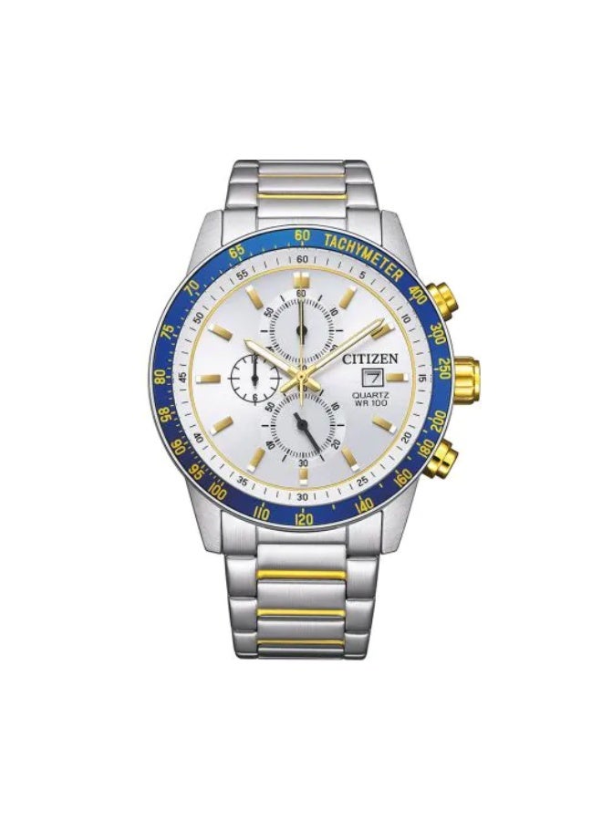CITIZEN Quartz Chronograph Mens Watch AN3686-53A, Silver Dial 42mm, Dual Tone Stainless Steel Bracelet, 100M WR  - Image 1