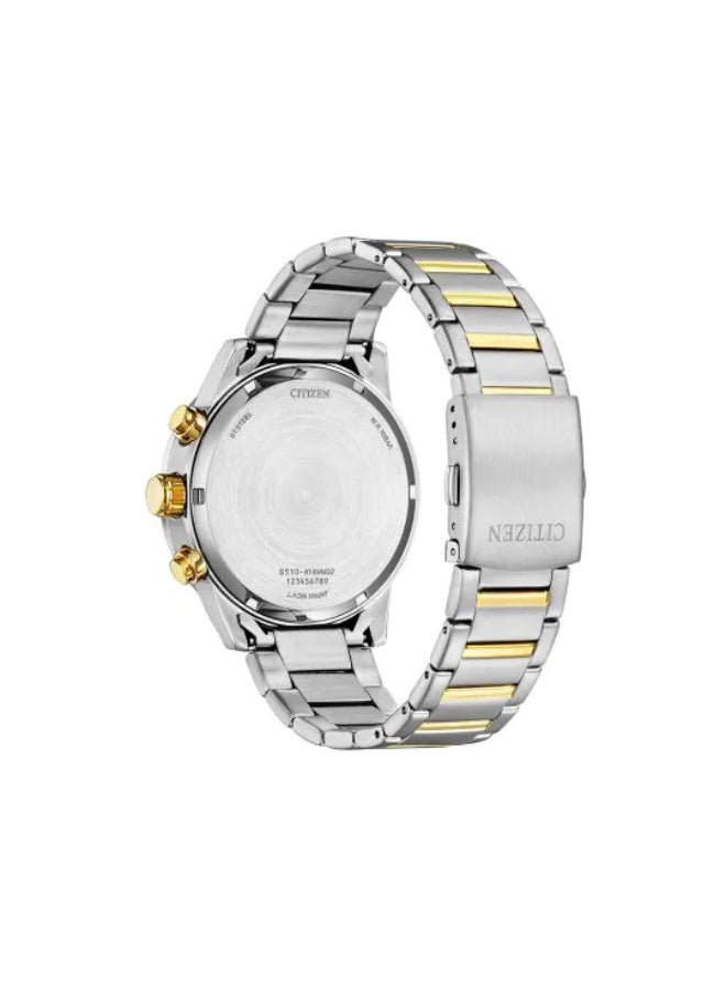 CITIZEN Quartz Chronograph Mens Watch AN3686-53A, Silver Dial 42mm, Dual Tone Stainless Steel Bracelet, 100M WR  - Image 3
