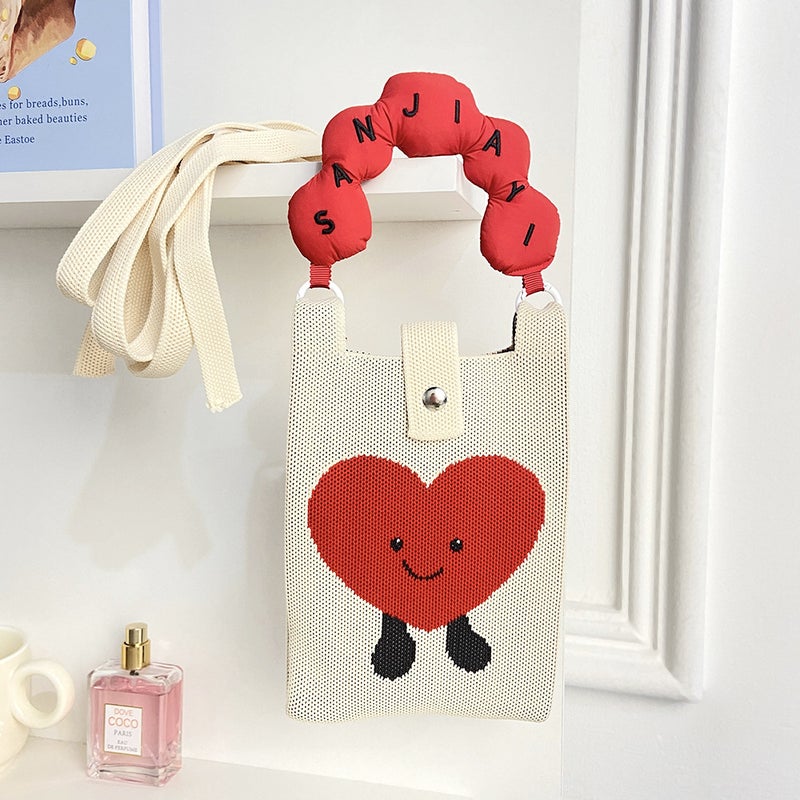 Cute Phone Bag Cartoon Cat Knitted Bag Original Design Handbag Knitted Mini Single Shoulder Crossbody Coin Purse - Image 1