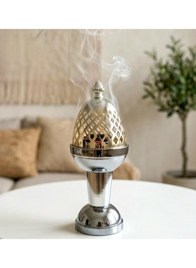 مبخرة كريستال مودرن باللون الرمادي الفاخر - مقاس 28×10 سم - Image 1