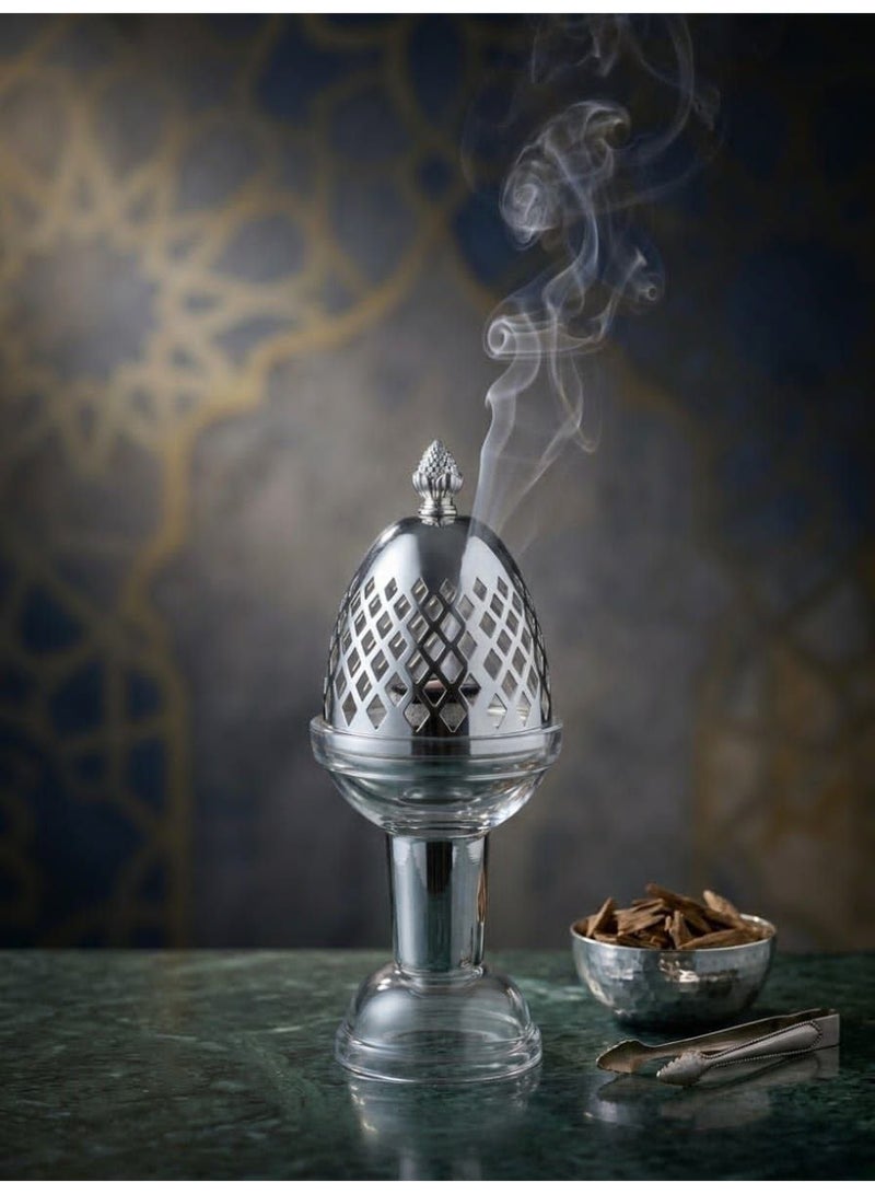 مبخرة كريستال مودرن باللون الرمادي الفاخر - مقاس 28×10 سم - Image 2