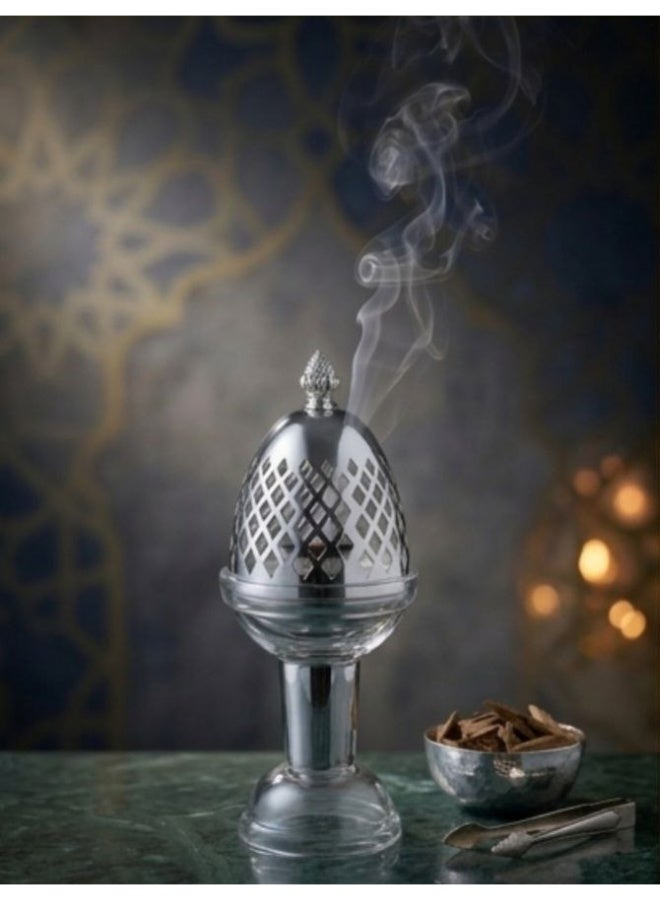 مبخرة كريستال مودرن باللون الرمادي الفاخر - مقاس 28×10 سم - Image 3