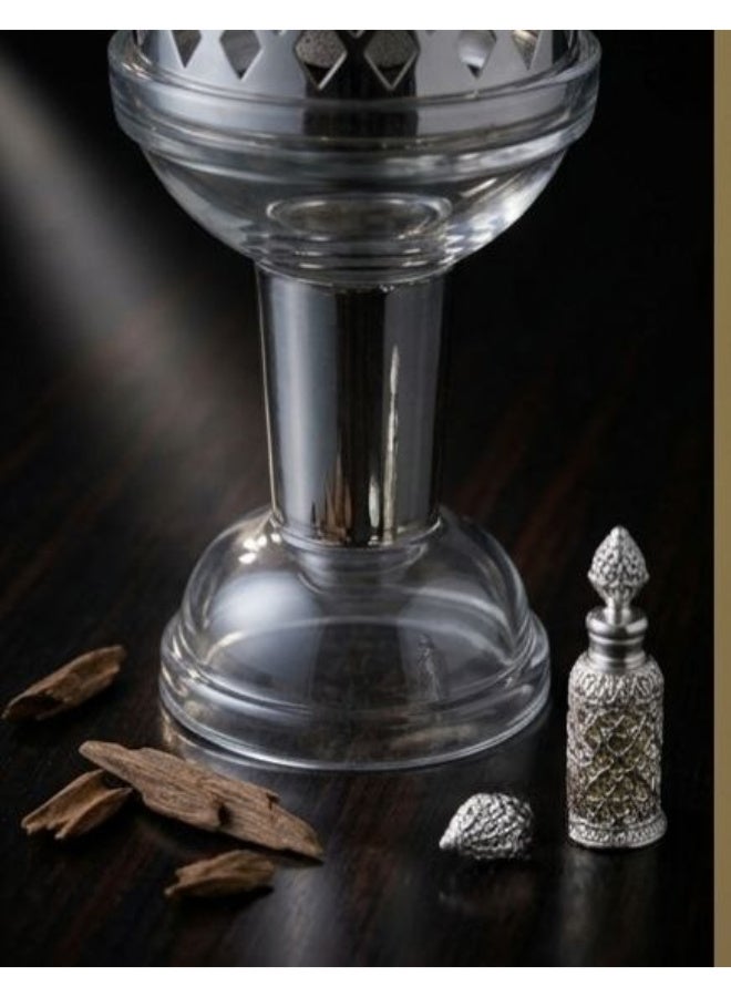 مبخرة كريستال مودرن باللون الرمادي الفاخر - مقاس 28×10 سم - Image 4
