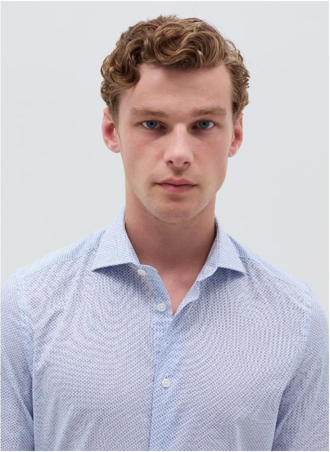 او في اس Slim-fit shirt with micro pattern