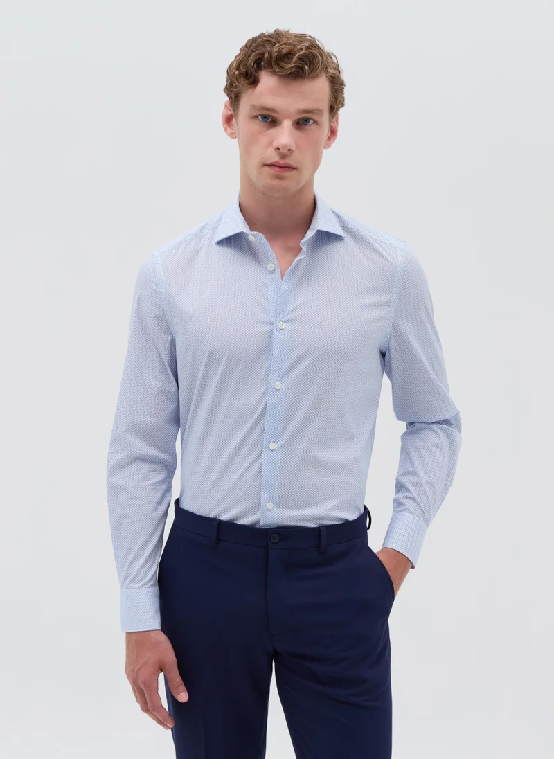 او في اس Slim-fit shirt with micro pattern