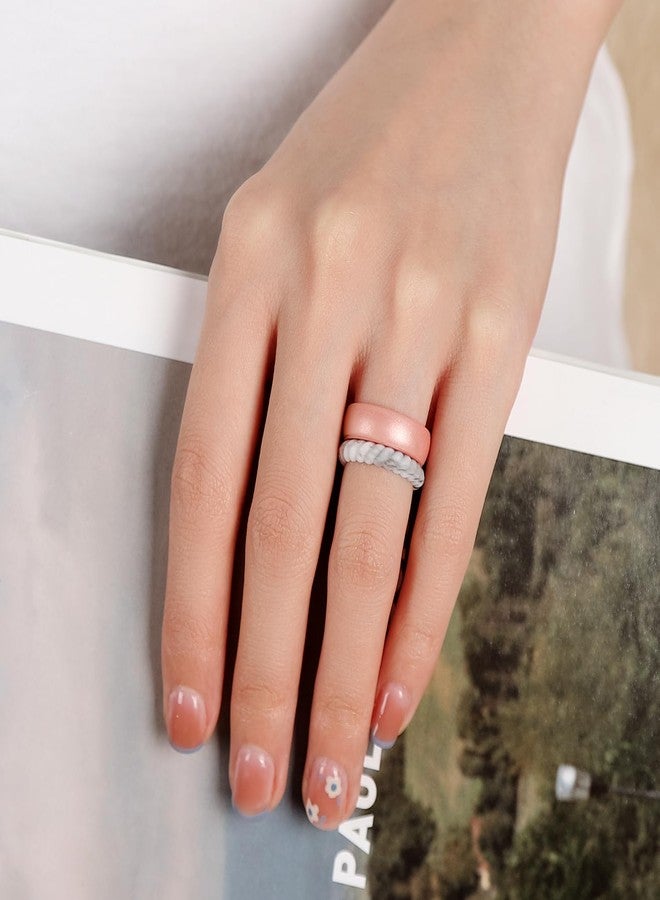 Egnaro Women's Bridal Rings Sets, Inner Arc Ergonomic Breathable Design Silicone Rubber Wedding Bands, 6.5-7, Silicone, No Gemstone - Image 3