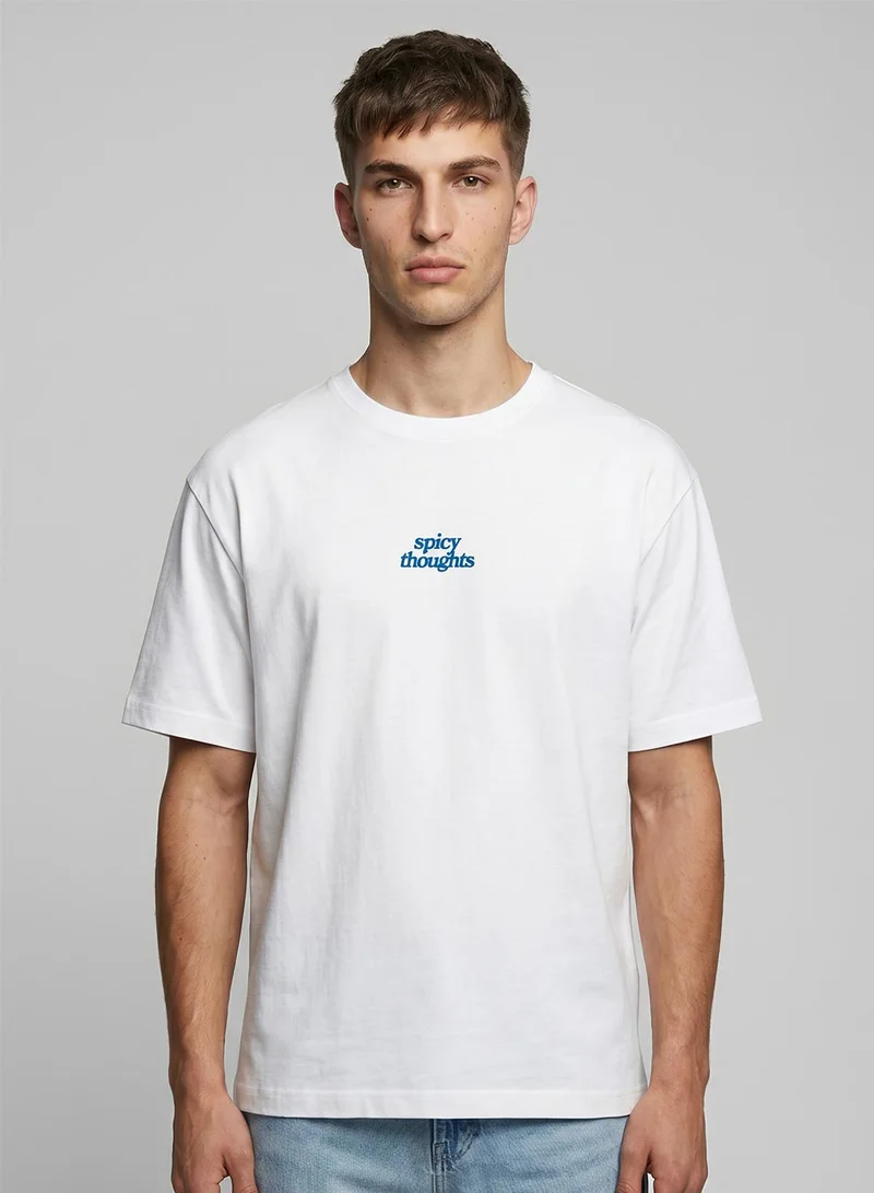 Dennis Lingo White 100% Cotton Printed Regular Fit T-Shirt For Men
