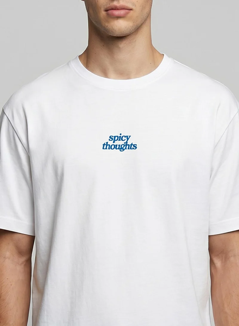 Dennis Lingo White 100% Cotton Printed Regular Fit T-Shirt For Men