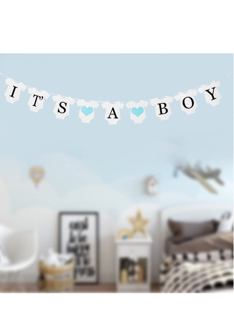 Excefore Birthday Decorations Kit, Baby Boy First Birthday Party Decoration, Blue Party Supplies with IT'S A BOY Latex Balloons and Banner, 6pcs Paper Fans 10pcs Balloons 1pcs Blue Triangular Flag Banner - Image 4