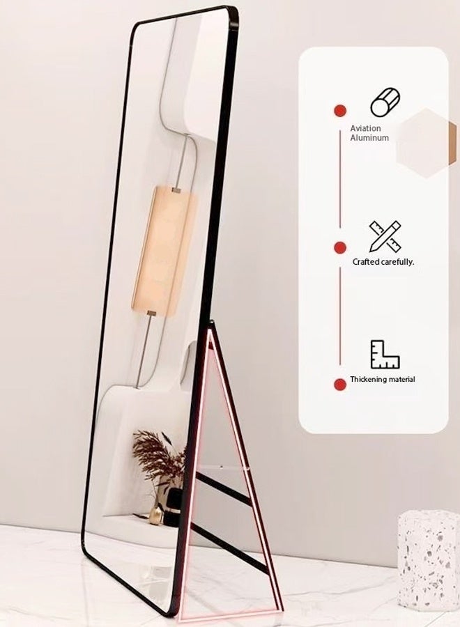 فاشون هوم مرآة مستطيلة فاخرة مثبتة على الأرضية بطول كامل، بإطار معدني مائل أو معلق، مناسبة لغرفة النوم أو غرفة الملابس، 160×50 سم - Image 2